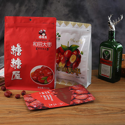 Flat Bottom 60mic Dried Fruits And Nuts Packaging Plastic Stand Up Pouch With Ziplock Window