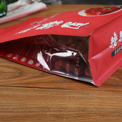 Flat Bottom 60mic Dried Fruits And Nuts Packaging Plastic Stand Up Pouch With  Window